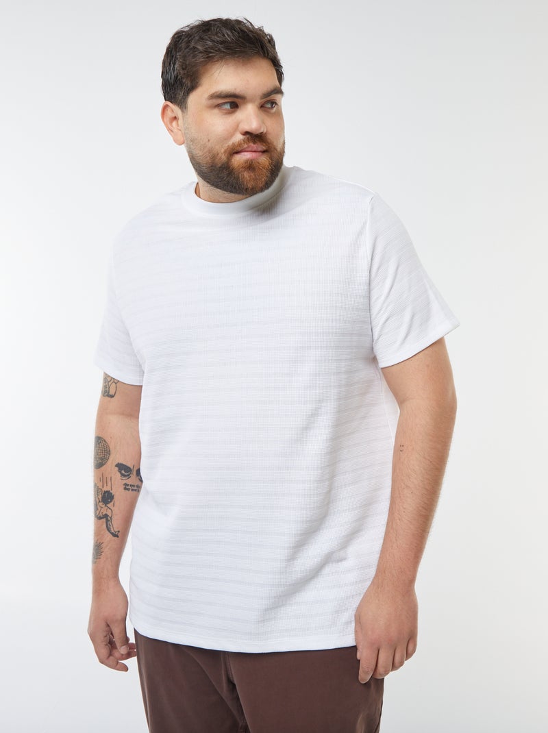 T-shirt van fantasietricot met korte mouw wit - Kiabi