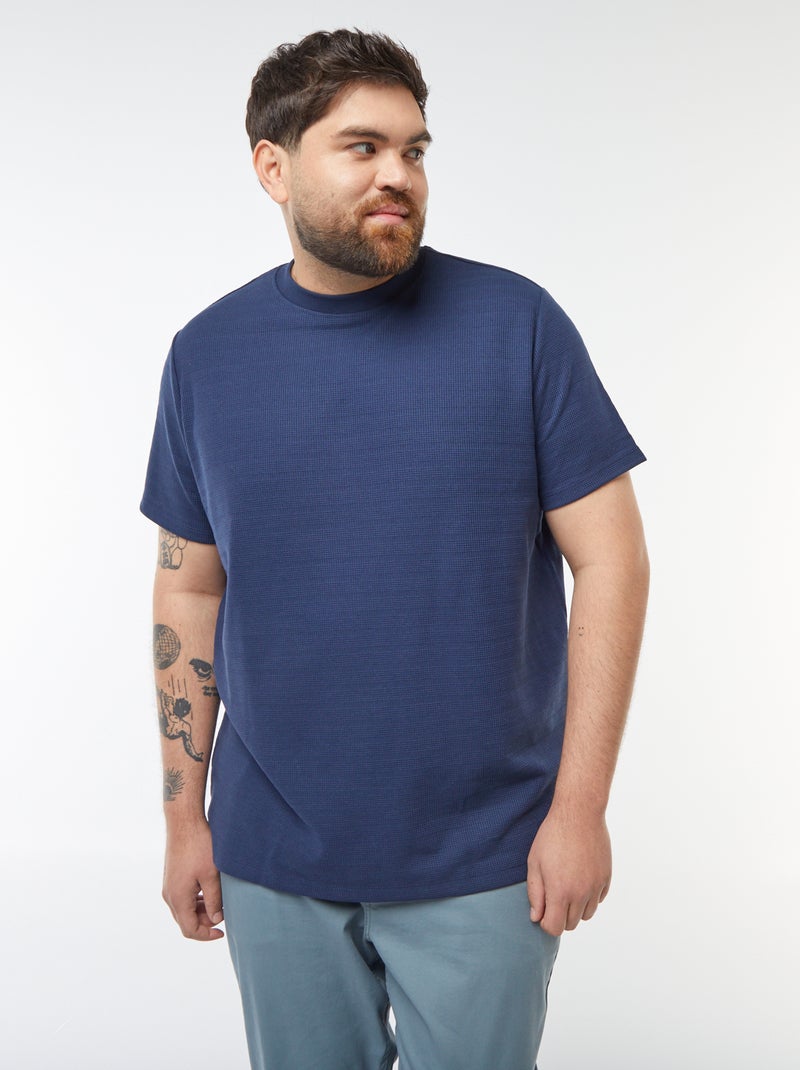 T-shirt van fantasietricot met korte mouw ZWART - Kiabi