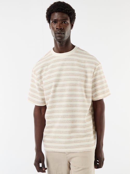 T-shirt van gebreide stof met korte mouwen - Kiabi