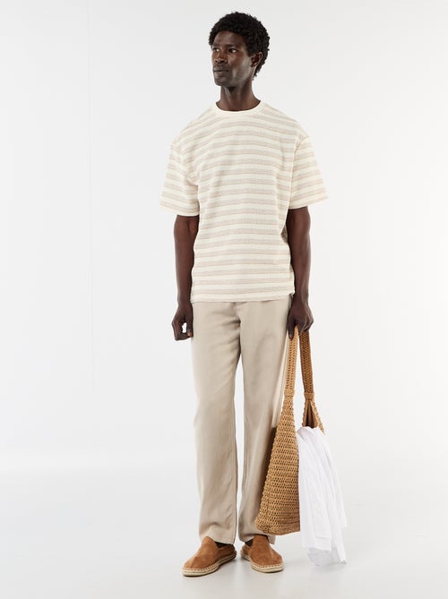 T-shirt van gebreide stof met korte mouwen - Kiabi