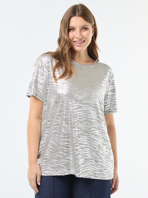 T-shirt van geïriseerde stof 'Only Carmakoma' - Kiabi