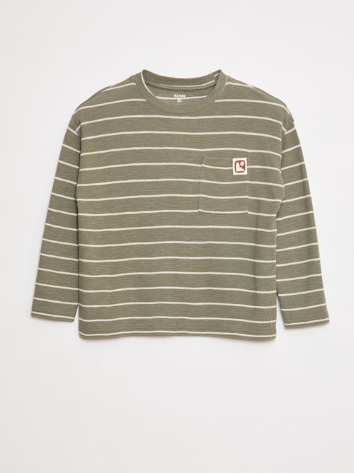 T-shirt van gestreepte tricot - Kiabi