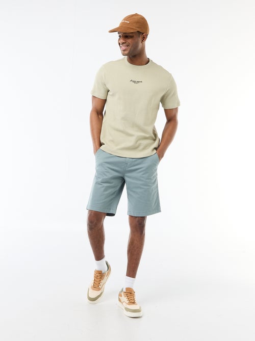 T-shirt van gewafelde katoen met korte mouwen - Kiabi