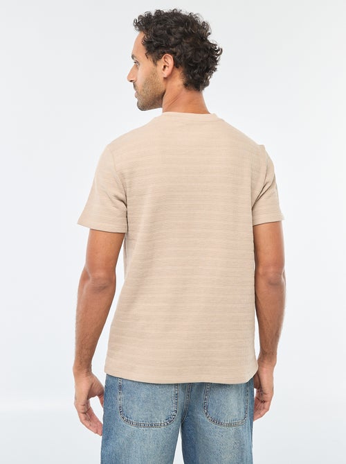 T-shirt van gewafelde stof met korte mouwen - Kiabi