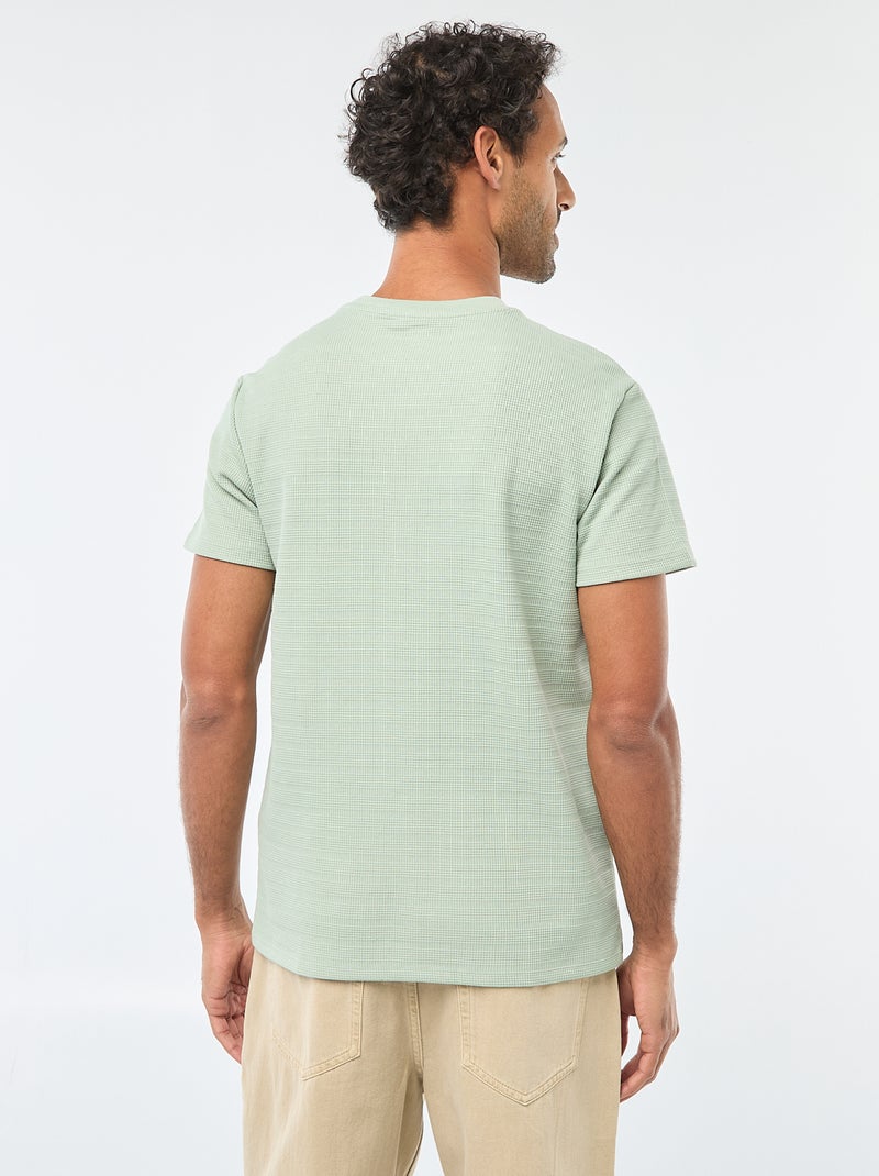 T-shirt van gewafelde stof met korte mouwen Groen - Kiabi