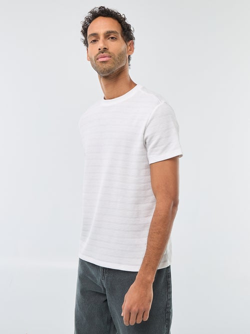 T-shirt van gewafelde stof met korte mouwen - Kiabi