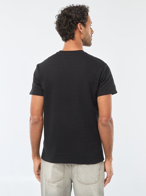 T-shirt van gewafelde stof met korte mouwen - Kiabi