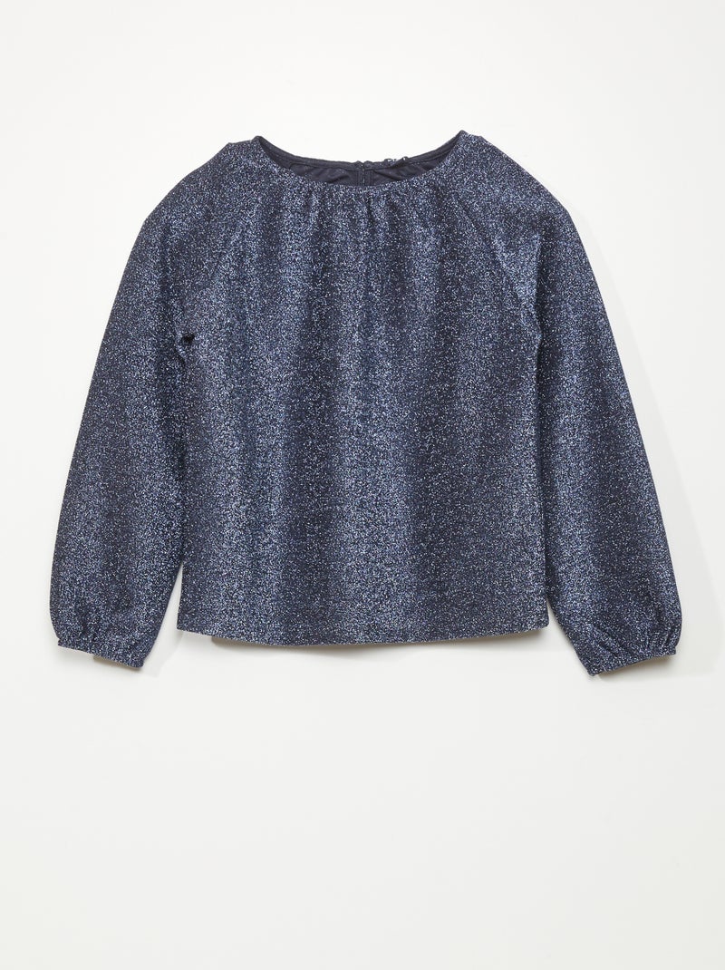 T-shirt van glanstricot BLAUW - Kiabi