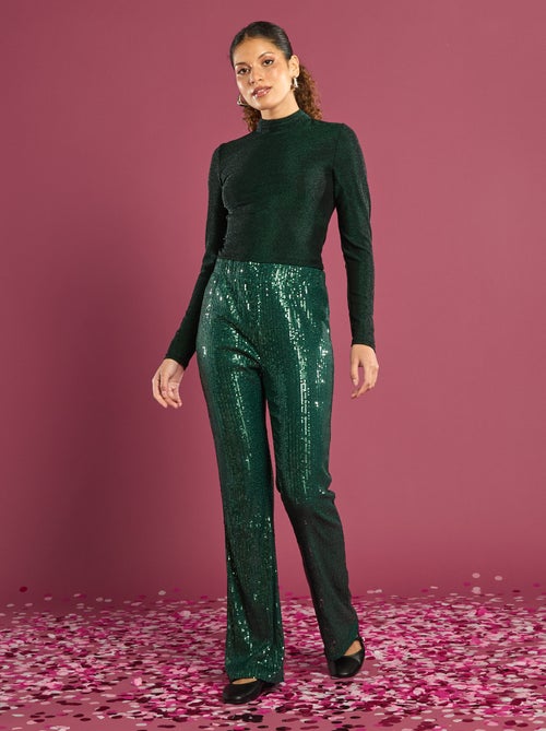 T-shirt van glanstricot met laag uitgesneden rug - Kiabi