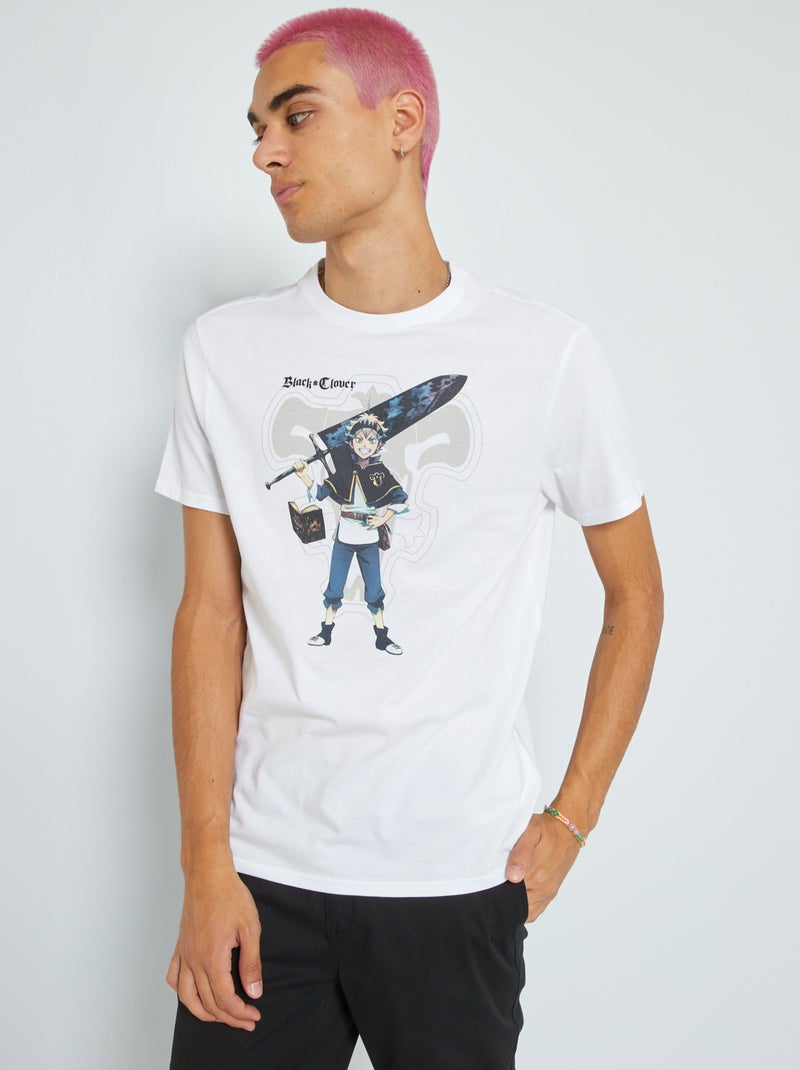 T-shirt van jersey - Black Clover wit - Kiabi