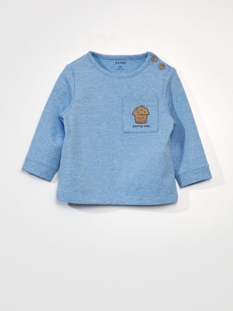 T-shirt van jersey BLAUW - Kiabi