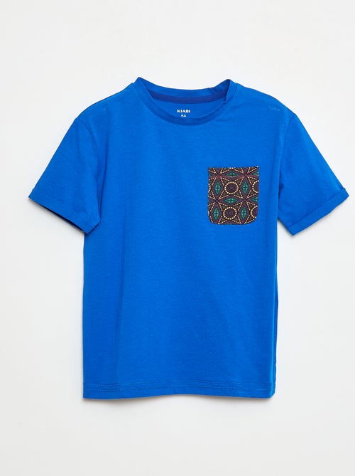 T-shirt van jersey met een borstzakje met motiefje - Kiabi
