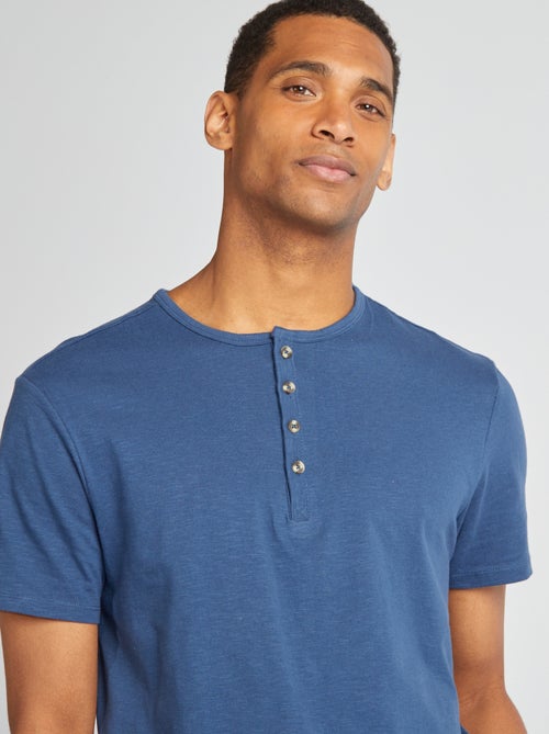 T-shirt van jersey met henleykraag - Kiabi