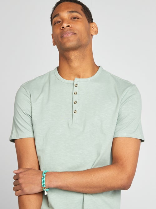 T-shirt van jersey met henleykraag - Kiabi