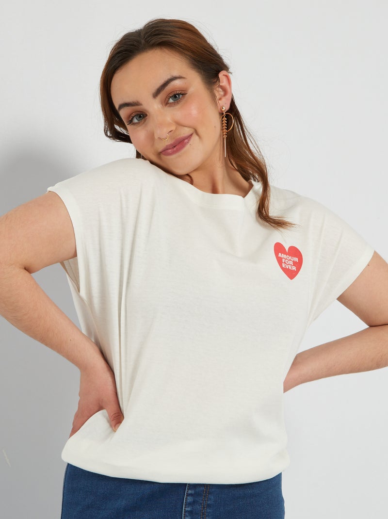 T-shirt van jersey met klittenbandsluiting - So Easy WIT - Kiabi