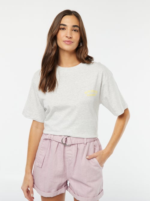T-shirt van jersey met korte mouw en print - Kiabi