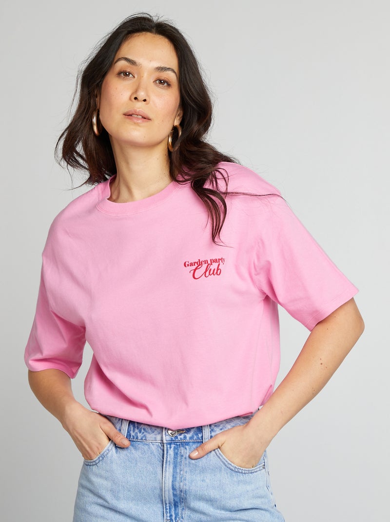 T-shirt van jersey met korte mouw en print ROSE - Kiabi