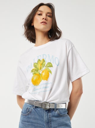 T-shirt van jersey met korte mouw en print