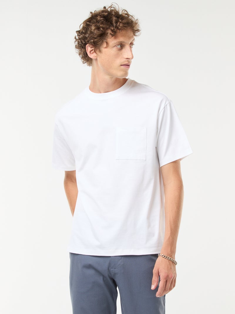 T-shirt van jersey met korte mouw wit - Kiabi