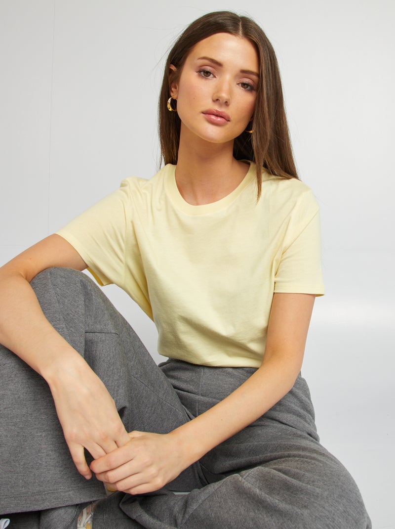 T-shirt van jersey met korte mouwen GEEL - Kiabi