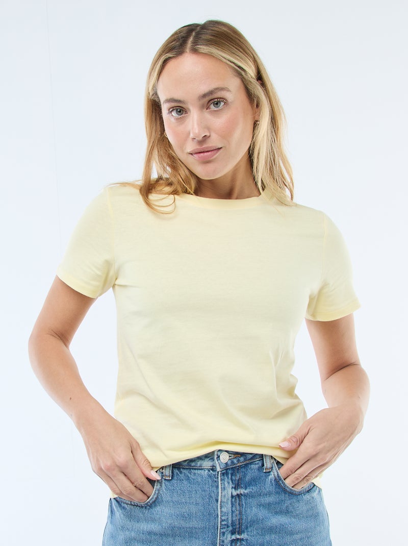 T-shirt van jersey met korte mouwen Geel - Kiabi