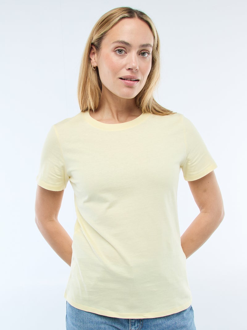 T-shirt van jersey met korte mouwen Geel - Kiabi