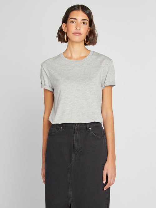 T-shirt van jersey met korte mouwen - Kiabi