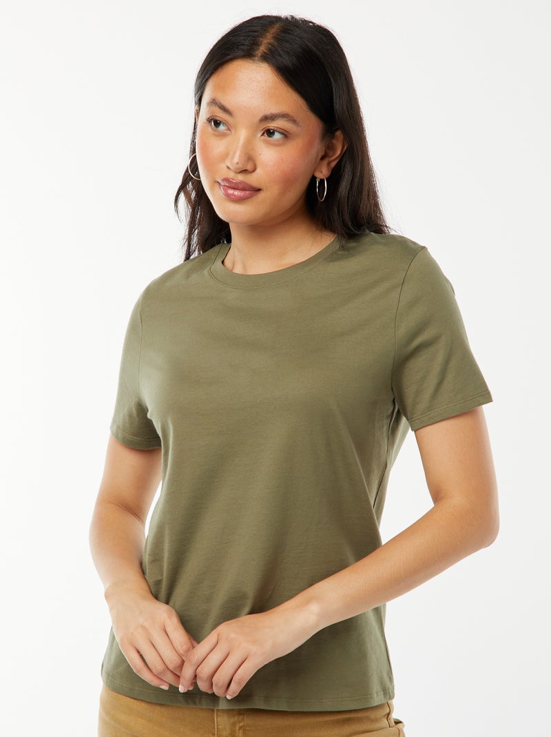 T-shirt van jersey met korte mouwen groen - Kiabi