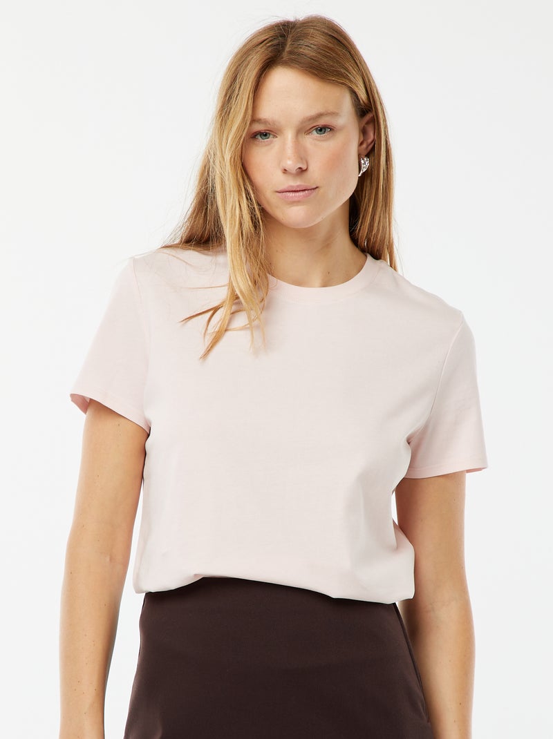T-shirt van jersey met korte mouwen Rose - Kiabi