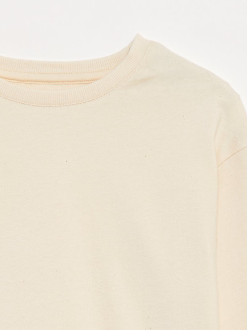 T-shirt van jersey met lange mouw Biege - Kiabi