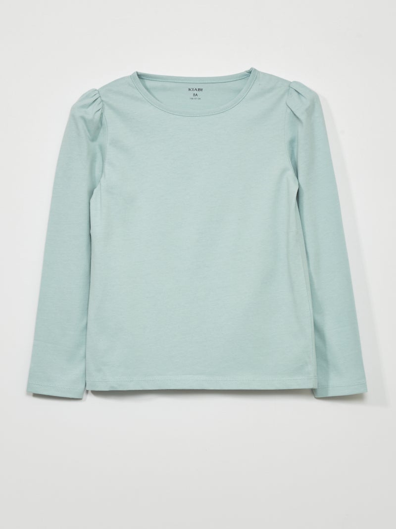 T-shirt van jersey met lange mouw BLAUW - Kiabi
