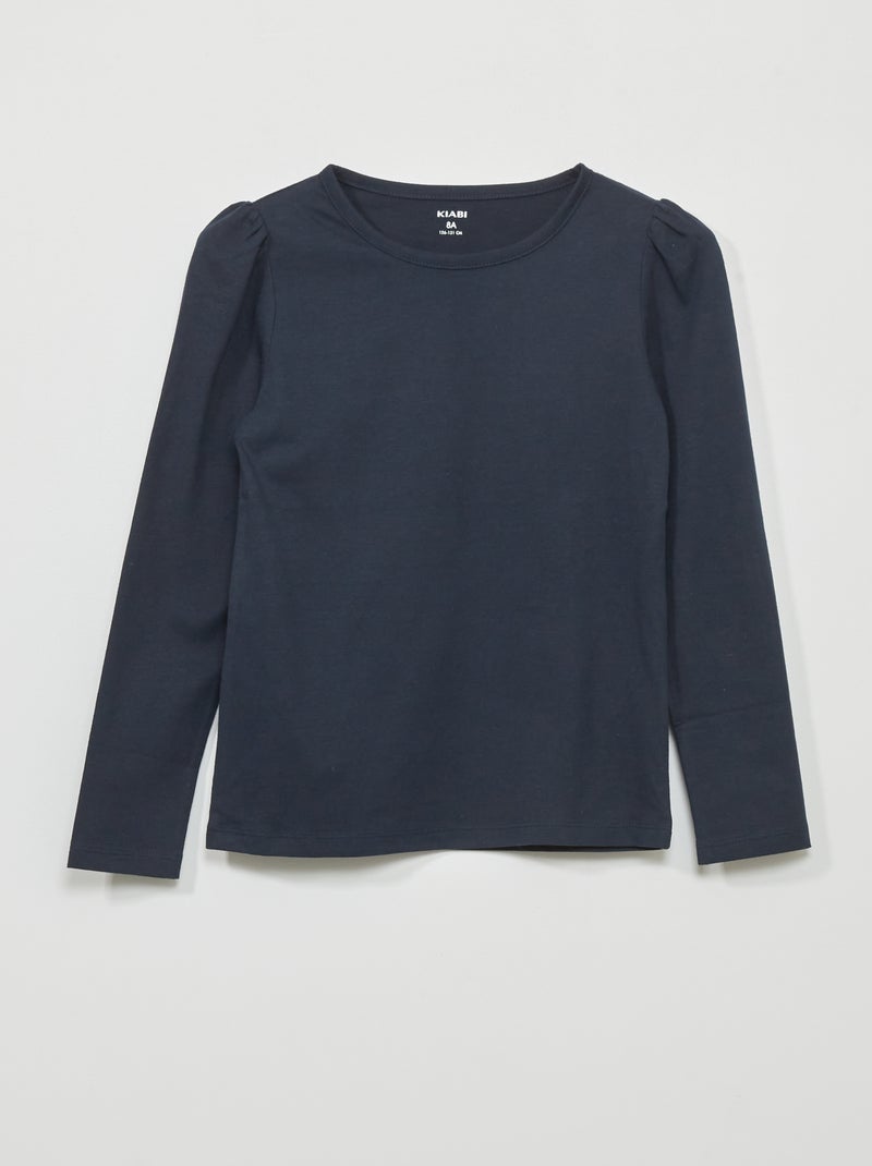 T-shirt van jersey met lange mouw BLAUW - Kiabi