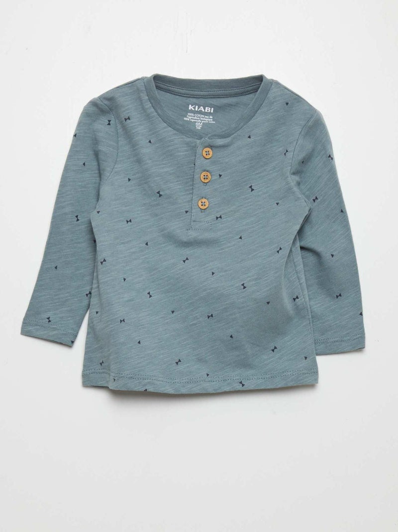 T-shirt van jersey met lange mouw BLAUW - Kiabi