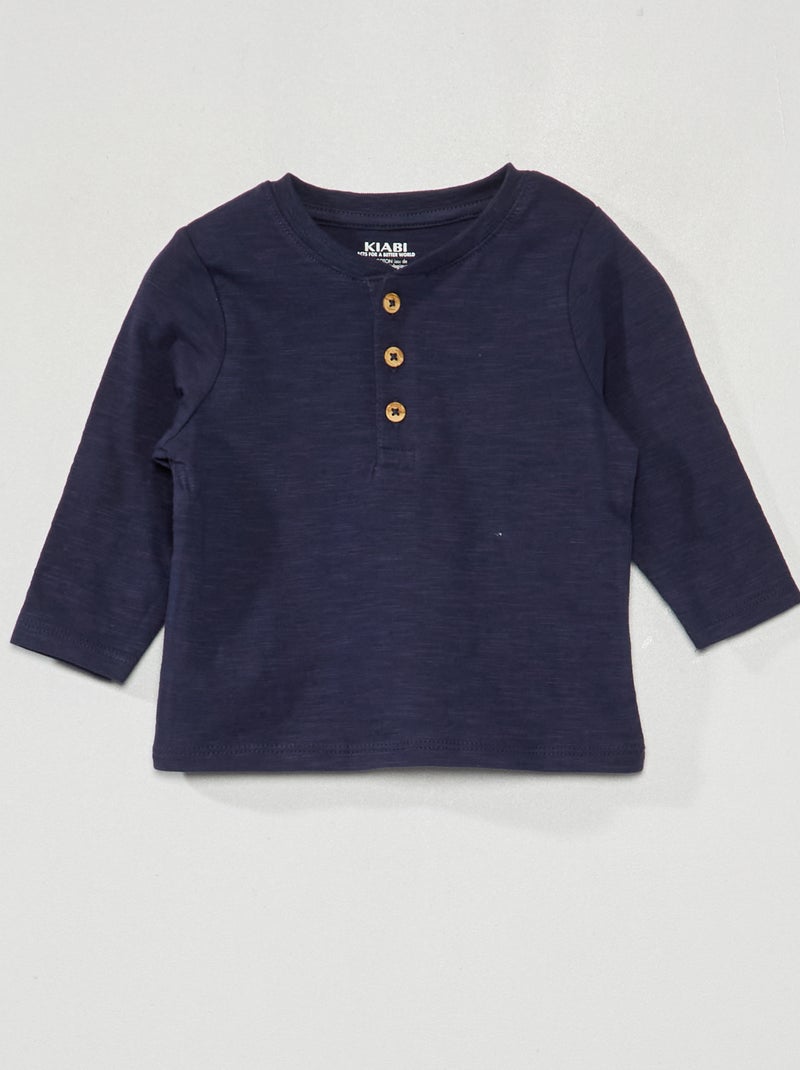 T-shirt van jersey met lange mouw blauw - Kiabi