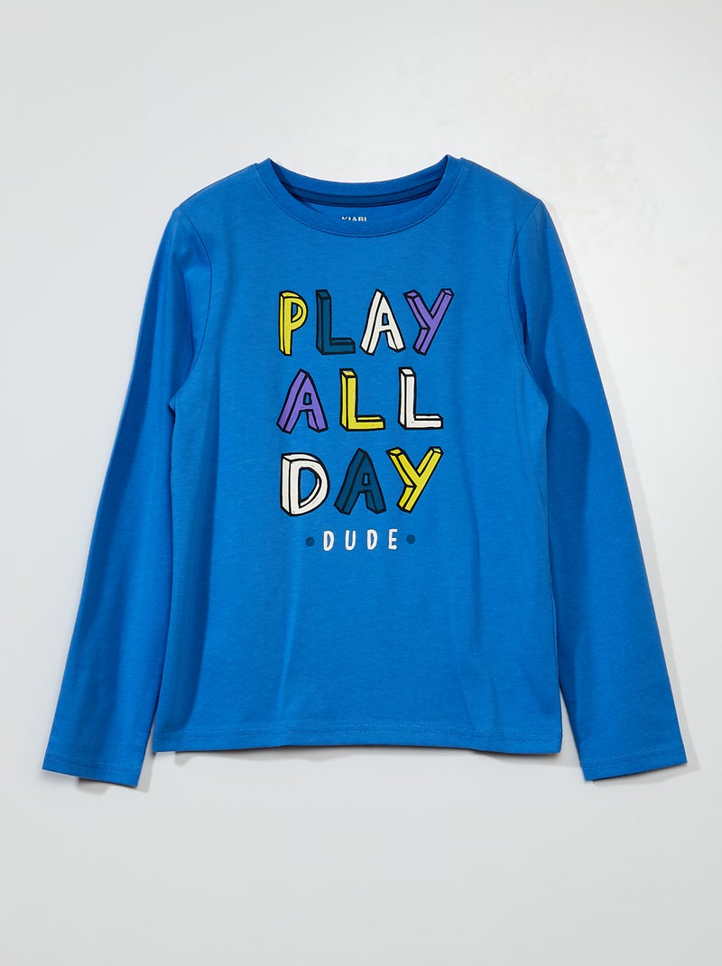 T-shirt van jersey met lange mouw BLAUW - Kiabi