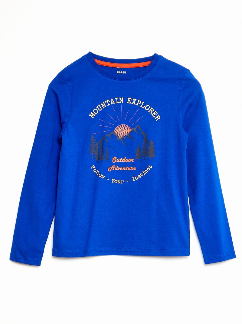 T-shirt van jersey met lange mouw BLAUW - Kiabi