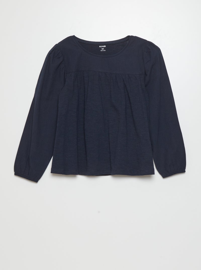 T-shirt van jersey met lange mouw BLAUW - Kiabi