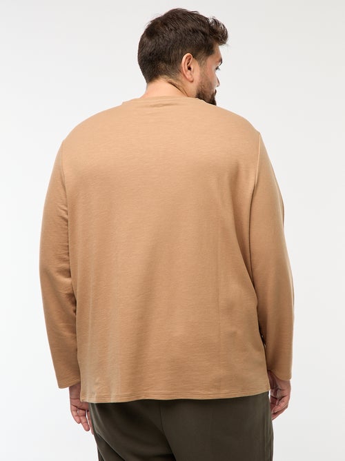 T-shirt van jersey met lange mouw en henleykraag - Kiabi