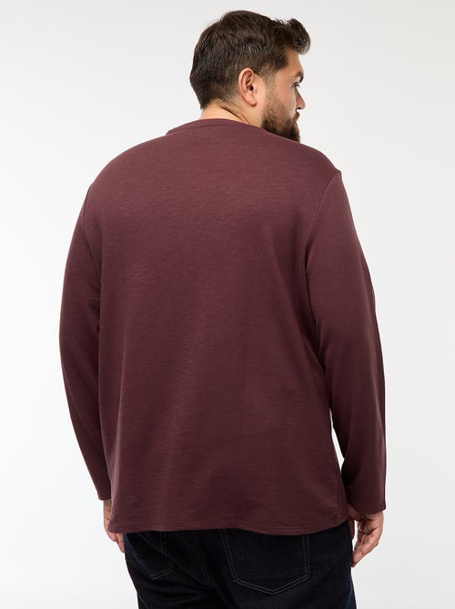 T-shirt van jersey met lange mouw en henleykraag - Kiabi