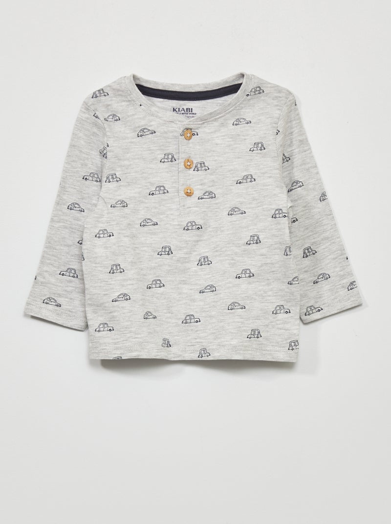 T-shirt van jersey met lange mouw GRIJS - Kiabi