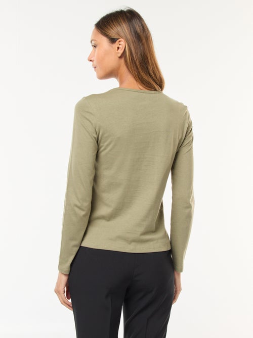 T-shirt van jersey met lange mouw - Kiabi