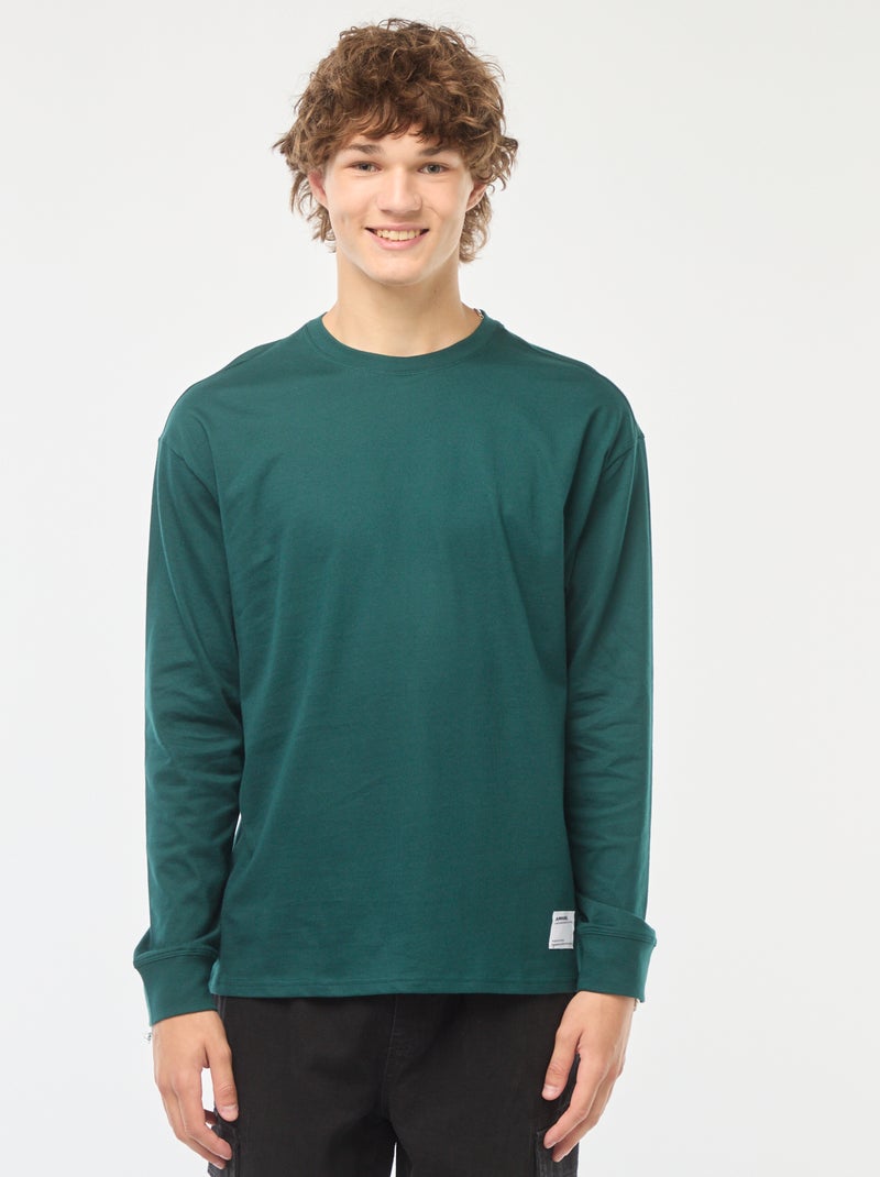 T-shirt van jersey met lange mouw Groen - Kiabi