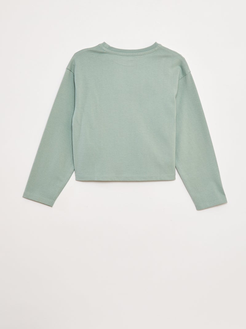 T-shirt van jersey met lange mouw Groen - Kiabi