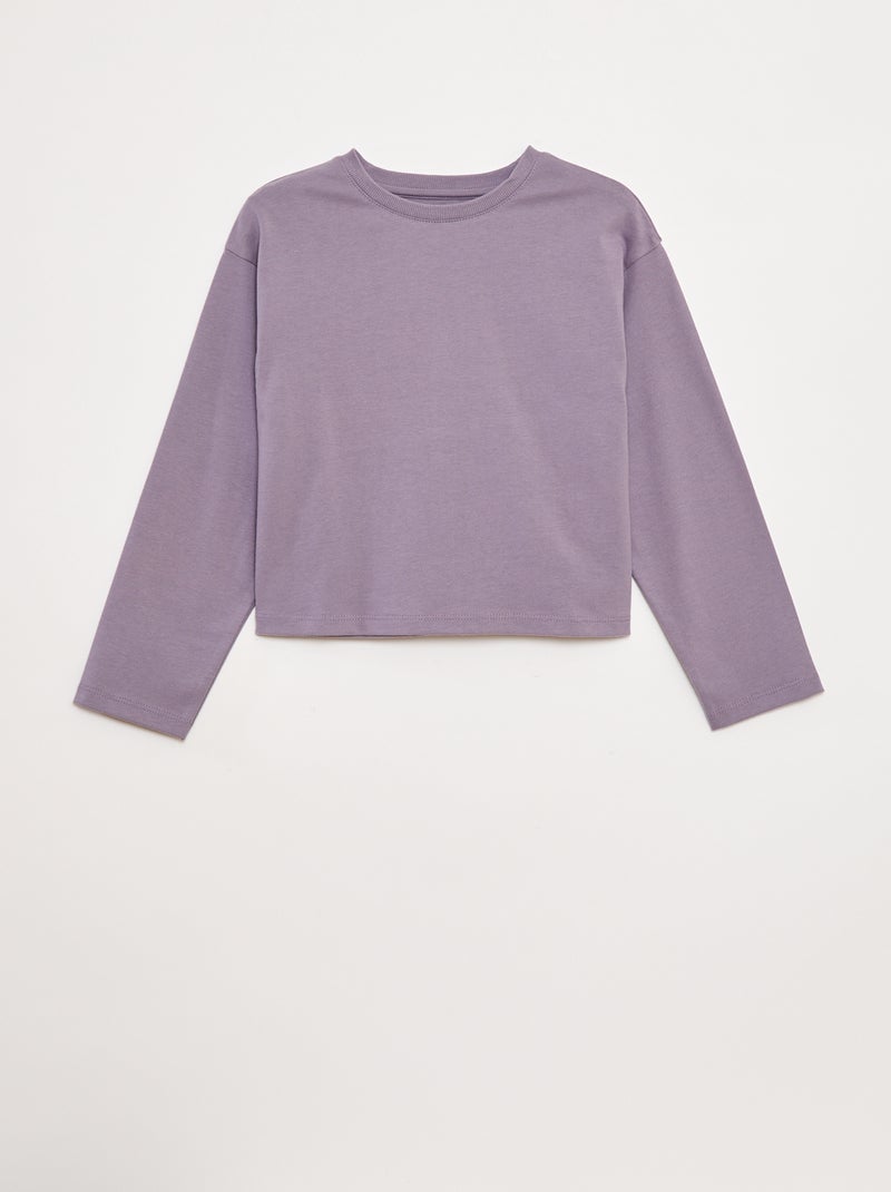 T-shirt van jersey met lange mouw paars - Kiabi