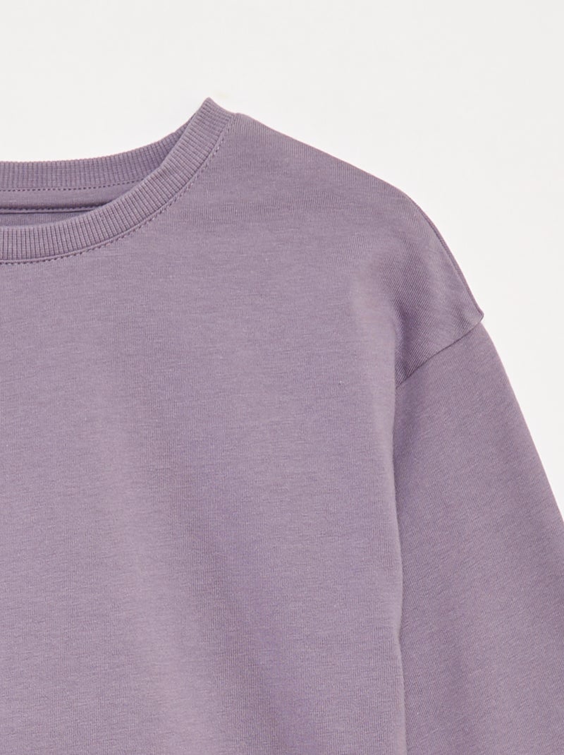 T-shirt van jersey met lange mouw paars - Kiabi