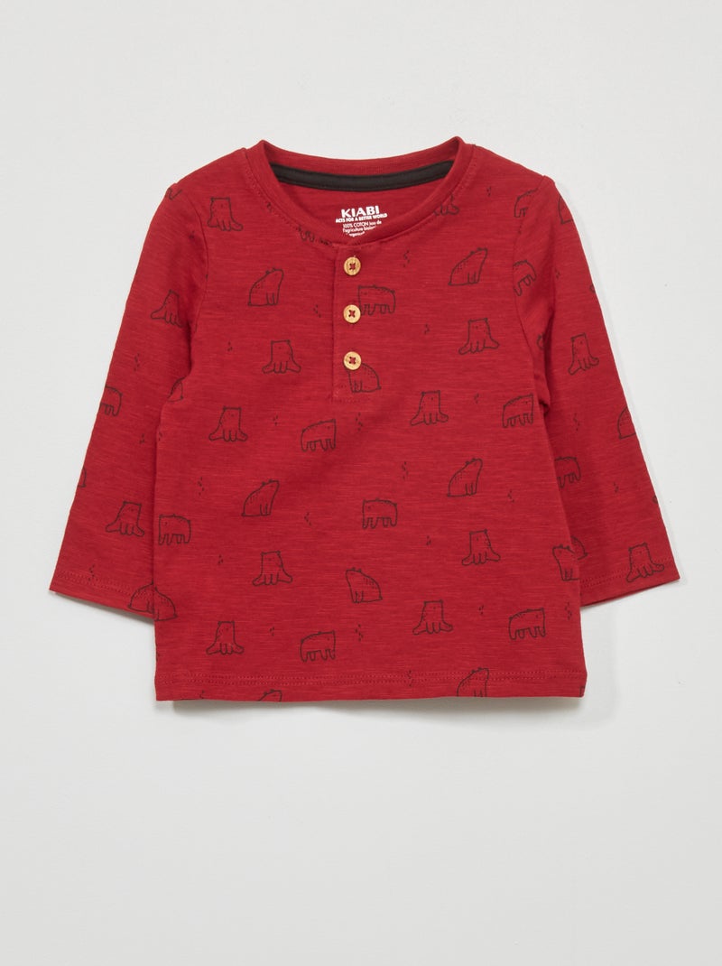 T-shirt van jersey met lange mouw ROOD - Kiabi
