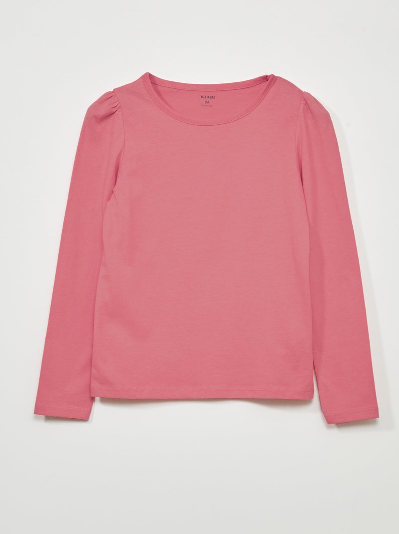 T-shirt van jersey met lange mouw roze - Kiabi