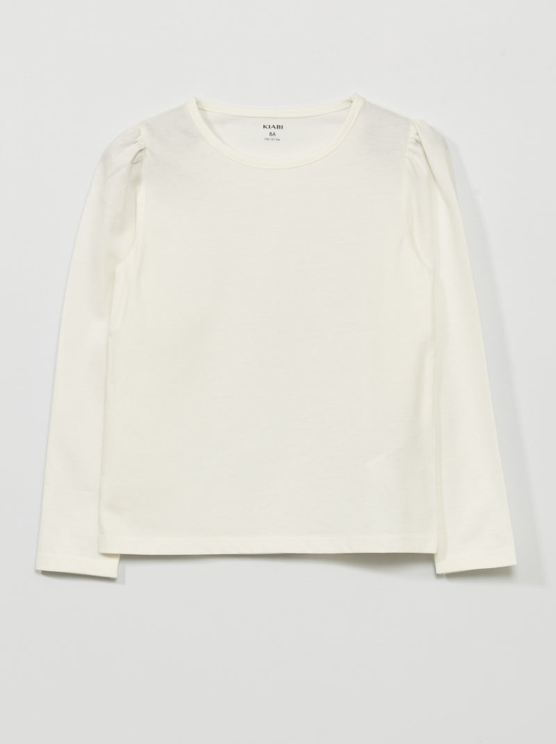 T-shirt van jersey met lange mouw sneeuw wit - Kiabi