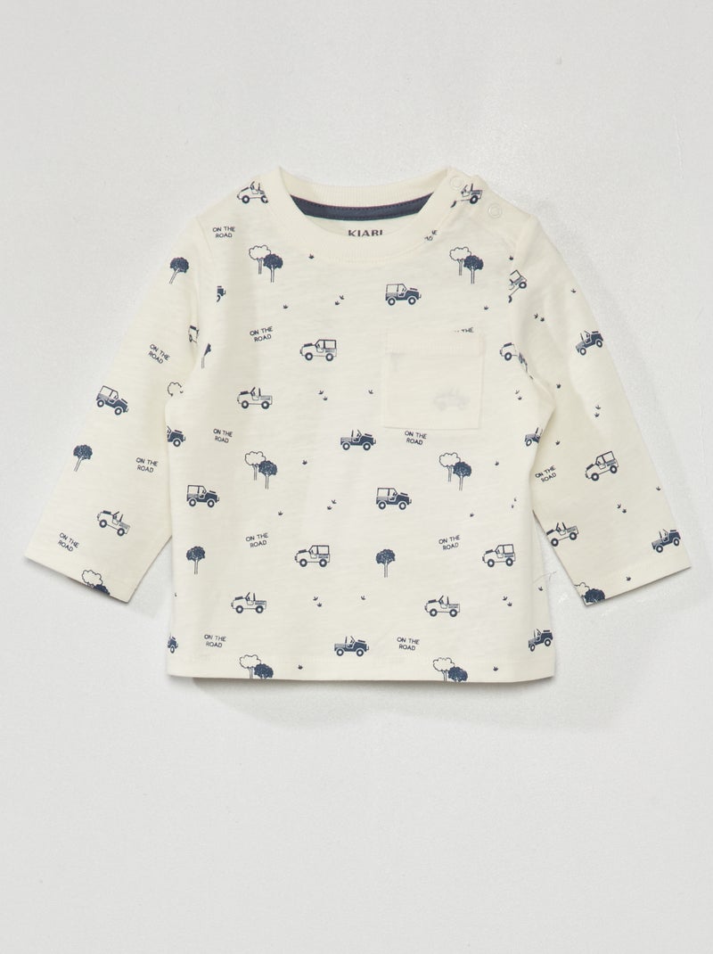 T-shirt van jersey met lange mouw WIT - Kiabi