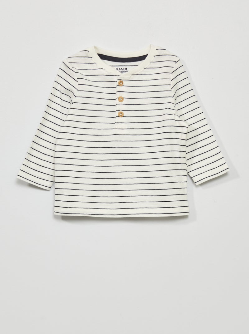 T-shirt van jersey met lange mouw WIT - Kiabi